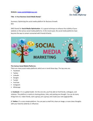 Social Media Optimization Companies in India