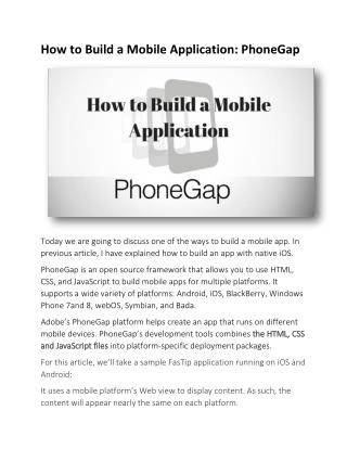 How to Build a Mobile Application: PhoneGap