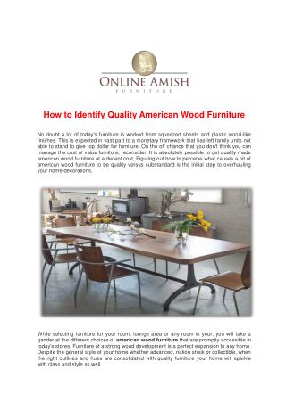 How to Identify Quality American Wood Furniture