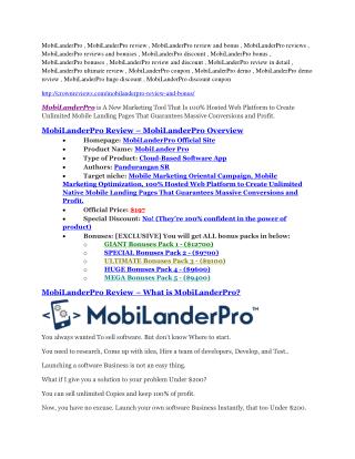 MobiLanderPro review-$26,800 bonus & discount
