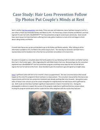 Case Study: Hair Loss Prevention Follow Up Photos Put Couple’s Minds at Rest