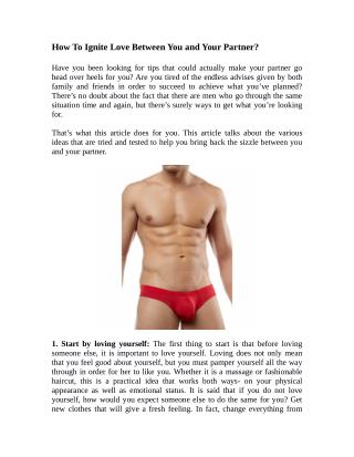 How To Ignite Love Between You and Your Partner?