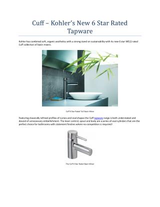 Cuff - Kohler's New 6 Star Rated Tapware