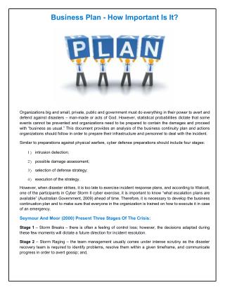 Business Plan - How Important Is It?