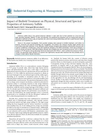 Impact of Biofield Treatment on Physical, Structural and Spectral Properties of Antimony Sulfide