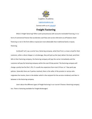 Freight Factoring - LogisticsAcademy.org