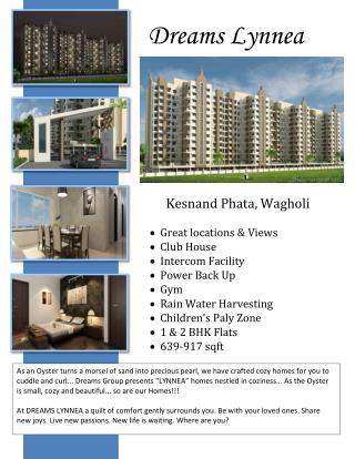 New Residential Project at Dreams Lynnea in Wagholi