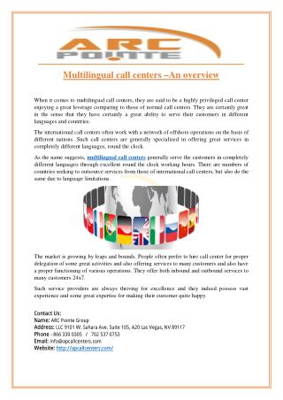 Multilingual call centers –An overview