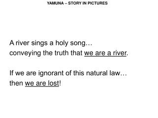 A river sings a holy song… conveying the truth that we are a river . If we are ignorant of this natural law… then we a