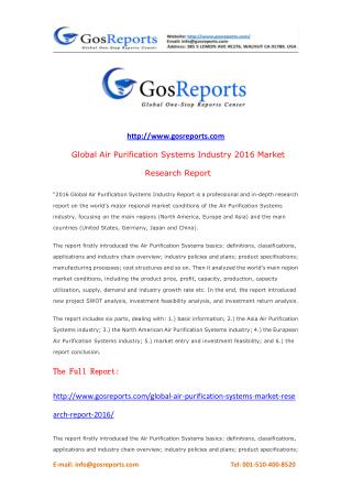 Global Air Purification Systems Market Research Report 2016