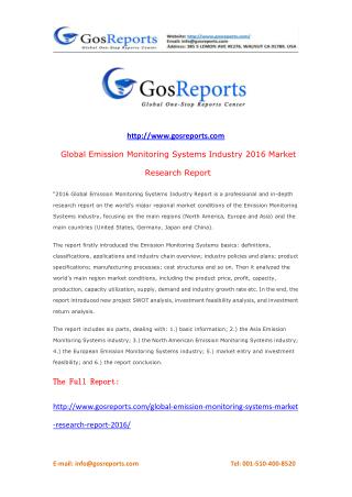 Global Emission Monitoring Systems Market Research Report 2016