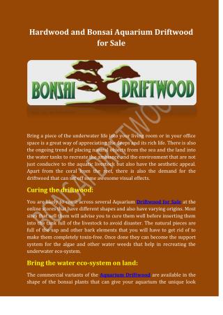 Hardwood and Bonsai Aquarium Driftwood for Sale