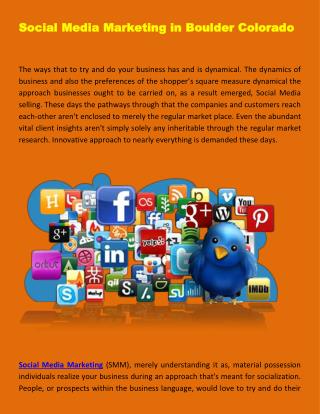 Social Media Marketing in Boulder Colorado