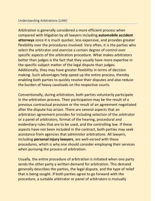 Understanding Arbitrations of Legal Case