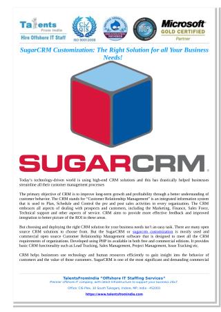 SugarCRM Customization: The Right Solution for all Your Business Needs!