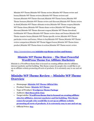 Minisite WP Theme review & (GIANT) $24,700 bonus