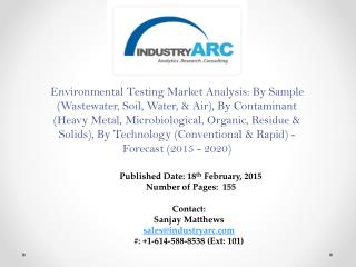 Environmental Testing Market: Growing number of environmental laboratory being set-up globally.