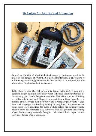 ID Badges for Security and Promotion