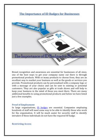 The Importance of ID Badges for Businesses