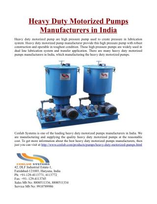 Heavy Duty Motorized Pumps Manufacturers in India