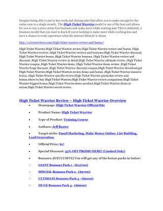 High Ticket Warrior review-(MEGA) $23,500 bonus of High Ticket Warrior