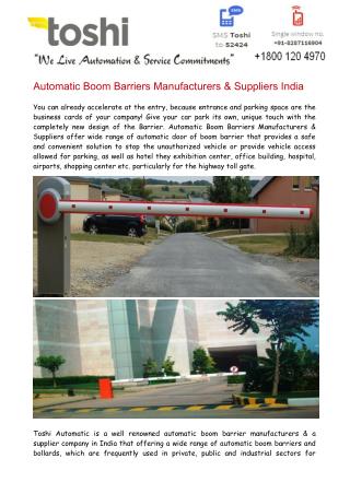 Automatic Boom Barriers Manufacturers & Suppliers India