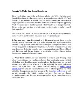 Secrets To Make You Look Handsome#