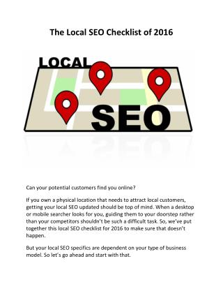 The Local SEO Checklist of 2016