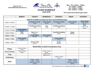 Jun 2016 Class Schedule