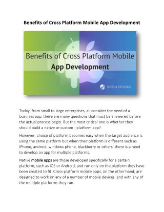 Benefits of Cross Platform Mobile App Development