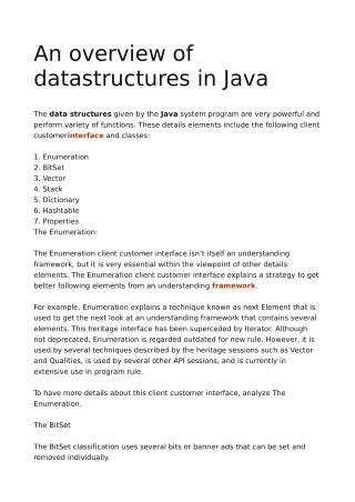 An overview of datastructures in Java