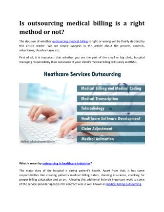 Is outsourcing medical billing is a right method or not