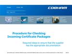 Procedure for Checking Incoming Certificate Packages