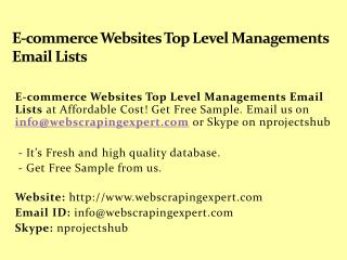 E-commerce Websites Top Level Managements Email Lists