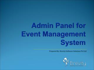 Admin Panel for Event Mangement System
