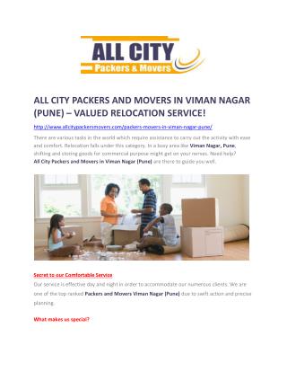 Packers and Movers in Viman Nagar (Pune) -All City Packers and Movers®