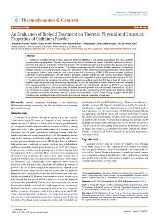 Analyze Biofield Energy Treatment Effect on Cadmium Powder