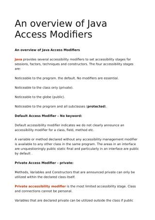 An overview of Java Access Modifiers