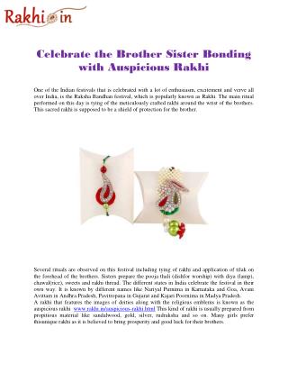 Celebrate the Brother Sister Bonding with Auspicious Rakhi