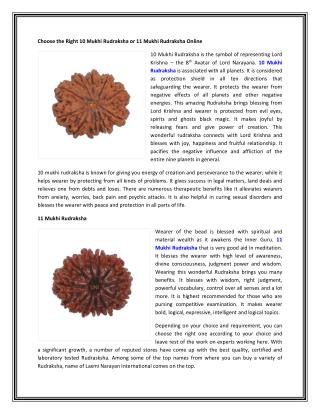 Choose the Right 10 Mukhi Rudraksha or 11 Mukhi Rudraksha Online