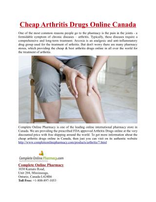Cheap Arthritis Drugs Online in Canada
