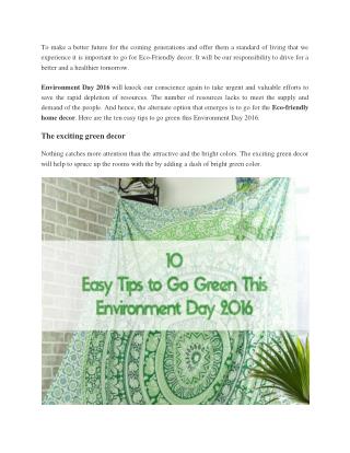 10 Easy Tips to Go Green This Environment Day 2016