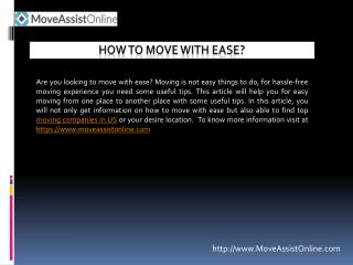 Know How to Move with Ease in US?