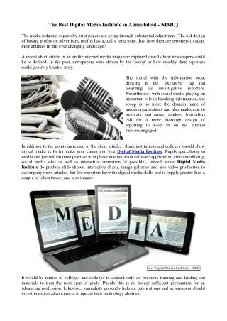 The Best Digital Media Institute in Ahmedabad - NIMCJ