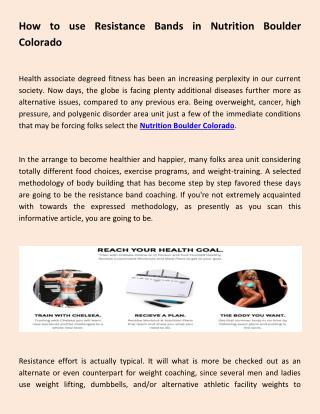 Resistance bands Nutrition in Boulder Colorado