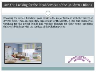 Are You Looking for the Ideal Services of the Children’s Blinds