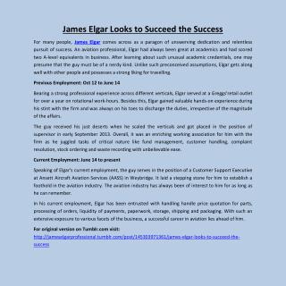 James Elgar Looks to Succeed the Success