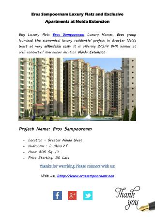 Eros Sampoornam Luxury Flats and Exclusive Apartments at Noida Extension