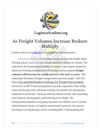 As Freight Volumes Increase Brokers Multiply