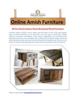 All You Need to Know About Reclaimed Wood Furniture